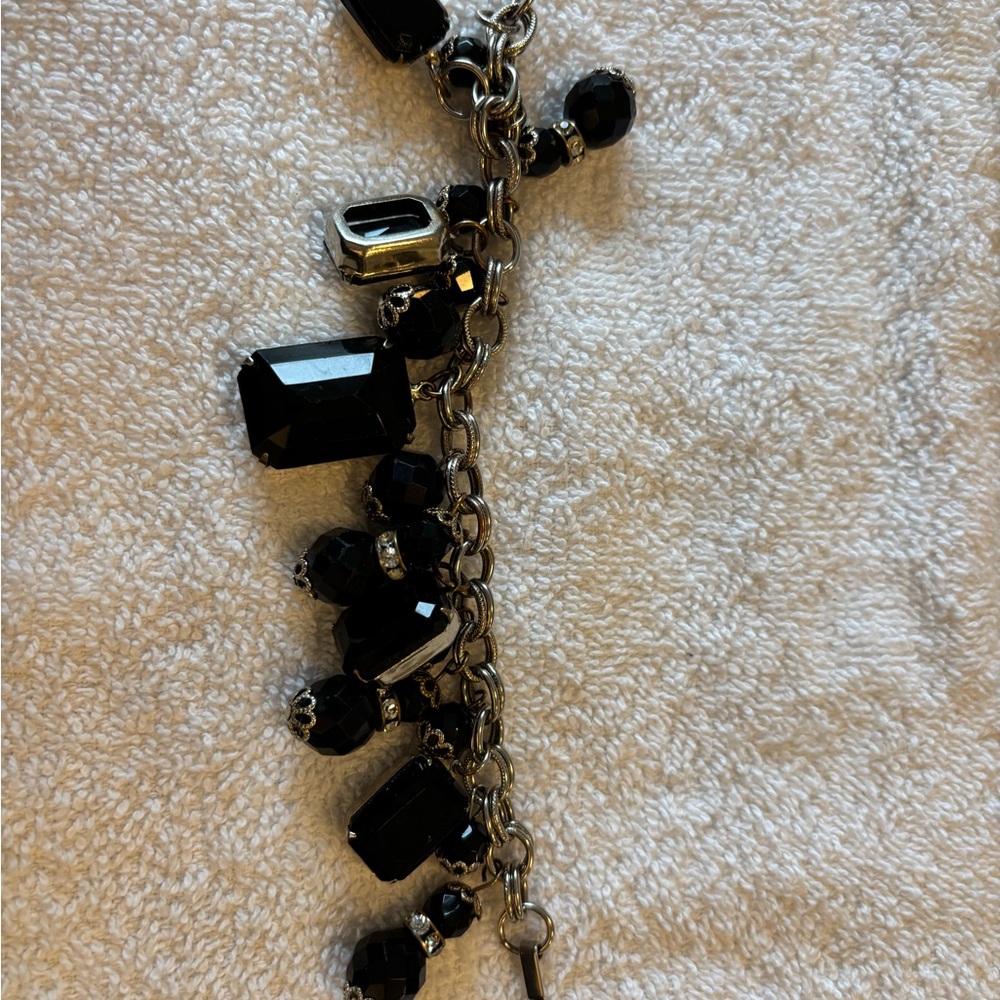 Black glass stone vintage bracelet